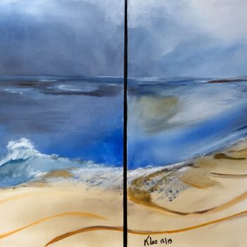 Painting titled "A LA PLAGE" by Pascale Rey-Texier, Original Artwork, Acrylic Mounted on Wood Stretcher frame