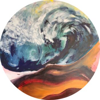 Painting titled "SOUS LA VAGUE 4" by Pascale Rey-Texier, Original Artwork, Acrylic Mounted on Wood Stretcher frame