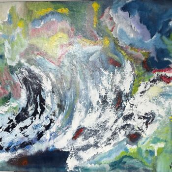 Painting titled "UNE VAGUE DANS LE J…" by Pascale Rey-Texier, Original Artwork, Acrylic Mounted on Wood Stretcher frame