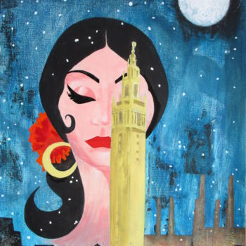 Painting titled "La Noche" by Pascale Rodriguez, Original Artwork, Acrylic