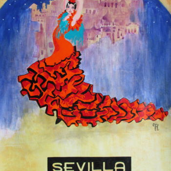 Painting titled "Sevilla - abril 1933" by Pascale Rodriguez, Original Artwork, Acrylic