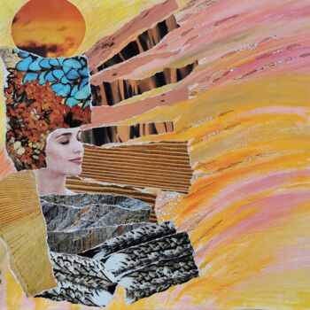 Collages intitolato "Rêverie" da Pascale Rodriguez, Opera d'arte originale, Acrilico Montato su Cartone