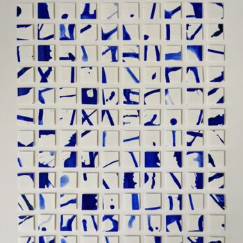 Painting titled "Evasion bleue" by Pascale Tabard, Original Artwork, Pigments