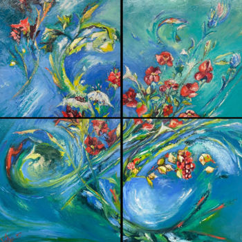 Schilderij getiteld "Explosion florale" door Pascale Vallée, Origineel Kunstwerk, Acryl