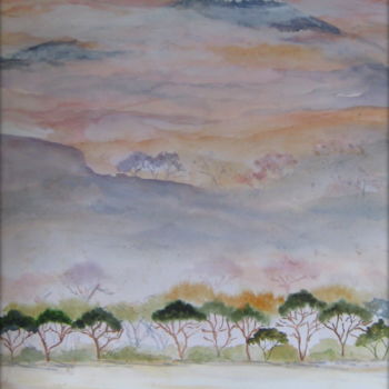 Painting titled "Paysage d'Afrique" by Pascale Dormoy-Vignals, Original Artwork, Watercolor