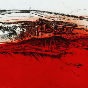 Printmaking titled "Ici rouge." by Pascale Aurignac, Original Artwork, Etching