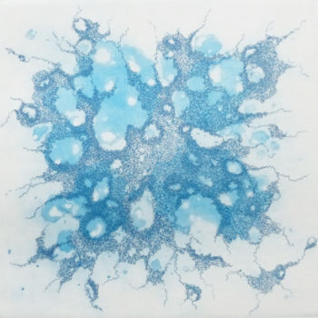 Printmaking titled "bleu ocean sous ble…" by Pascale Aurignac, Original Artwork, Etching