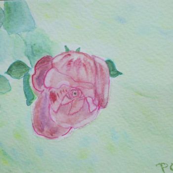 Painting titled "Rose rose #artistsu…" by Pascale Coutoux, Original Artwork, Watercolor