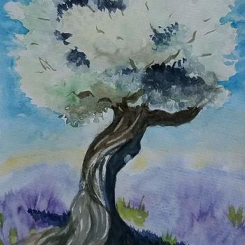 Painting titled "Olivier en Provence" by Pascale Coutoux, Original Artwork, Watercolor