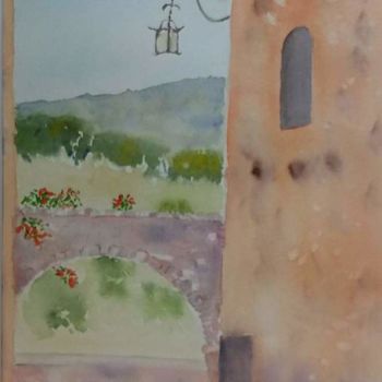 Ζωγραφική με τίτλο "poterne à Roussillon" από Pascale Coutoux, Αυθεντικά έργα τέχνης, Ακουαρέλα