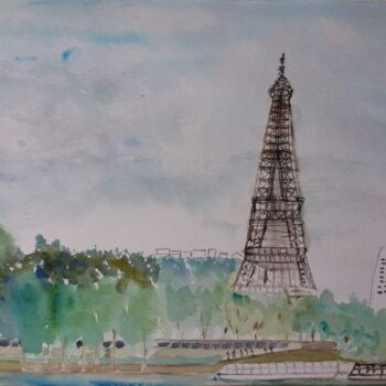 Картина под названием "Tour Eiffel vue de…" - Pascale Coutoux, Подлинное произведение искусства, Акрил