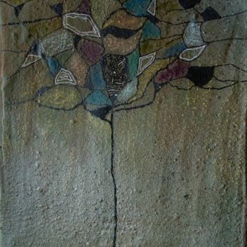 Painting titled "arbre solitaire 5" by Pascale Garnier, Original Artwork, Acrylic