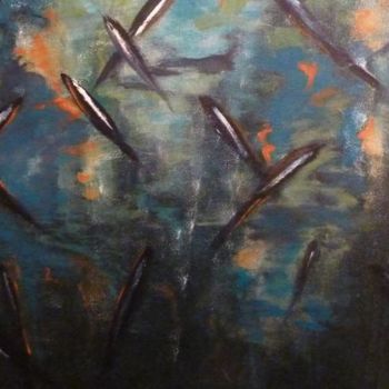 Painting titled "blue fish 3" by Pascale Gonzales, Original Artwork