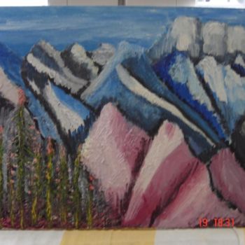 Painting titled "Montagne 2" by Pascale Kleinberg, Original Artwork, Oil
