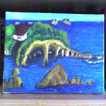 Painting titled "Ile Dinosaure" by Pascale Kleinberg, Original Artwork, Oil