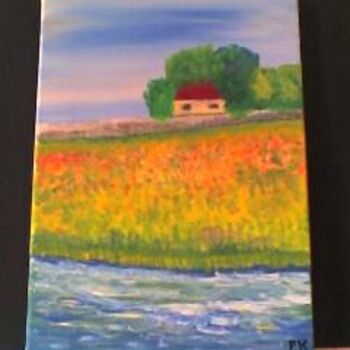 Painting titled "Campagne" by Pascale Kleinberg, Original Artwork, Oil