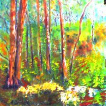 Painting titled "les forêts du Morvan" by Pascale Kleinberg, Original Artwork, Oil