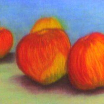 Painting titled "pommes" by Pascale Kleinberg, Original Artwork, Pastel