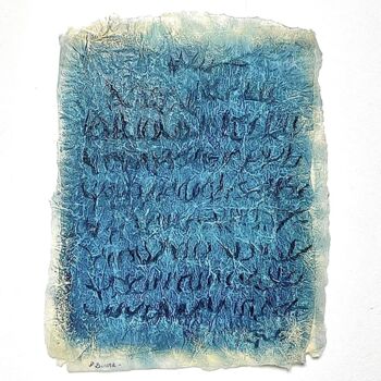 Pintura intitulada "Lettre bleue" por Pascaline Boura, Obras de arte originais, Carvão