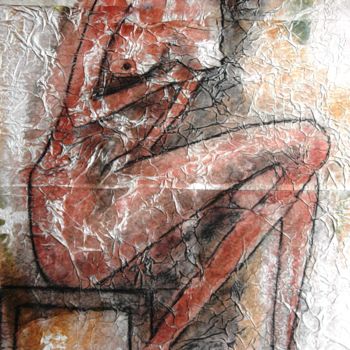 Peinture intitulée "la-femme-au-tabouret" par Pascal, Œuvre d'art originale