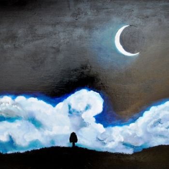 Peinture intitulée "Clair de lune" par Pascal Orsi, Œuvre d'art originale, Huile