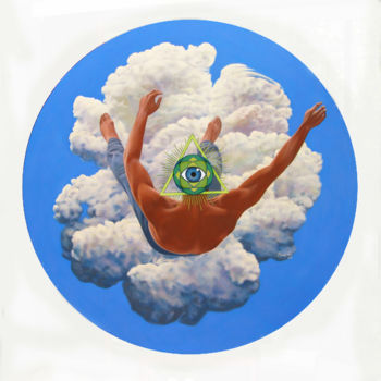 Картина под названием "Circle cloud" - Pascal Roy, Подлинное произведение искусства, Масло