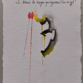 Painting titled "Si blancs-les visag…" by Pascal Stutz, Original Artwork, Ink