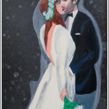 Schilderij getiteld "Le baiser des marié…" door Pascaly, Origineel Kunstwerk, Acryl