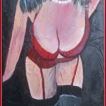 Painting titled "lingerie rouge" by Pascaly, Original Artwork, Acrylic