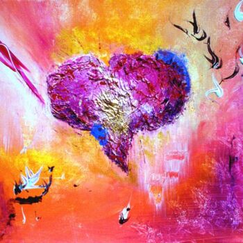 Painting titled "Un coeur d'Or" by Pascaly, Original Artwork