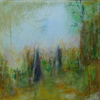 Painting titled "Chemin de Brocélian…" by Pascaly, Original Artwork, Acrylic