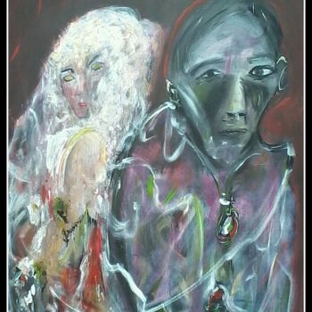Painting titled "Le confessionnal." by Pascaly, Original Artwork, Acrylic
