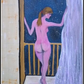 Peinture intitulée "Une nuit au balcon" par Pascaly, Œuvre d'art originale, Acrylique