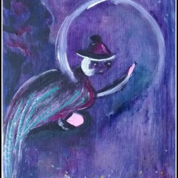 Painting titled "Nuit d'Halloween" by Pascaly, Original Artwork, Acrylic