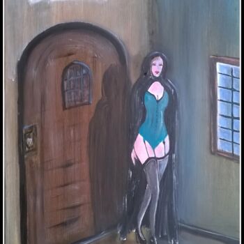 Painting titled "La porte d'attente." by Pascaly, Original Artwork, Acrylic