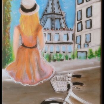 Peinture intitulée "A vélo." par Pascaly, Œuvre d'art originale, Acrylique