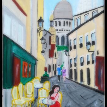Peinture intitulée "Rue de Montmartre" par Pascaly, Œuvre d'art originale, Acrylique