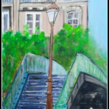 Painting titled "Pont de Paris." by Pascaly, Original Artwork, Acrylic