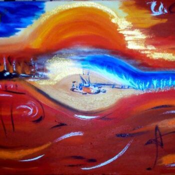 Peinture intitulée "L'oeil du désert" par Pascaly, Œuvre d'art originale