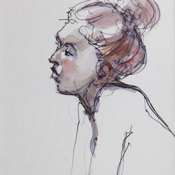 Drawing titled "Portrait Francesca…" by Pascal Point, Original Artwork, Ink