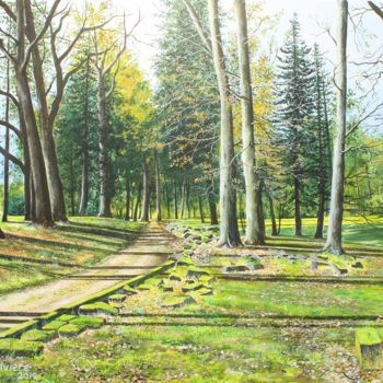 Pintura titulada "Le parc de Trédion…" por Pascal Riviere, Obra de arte original, Acrílico