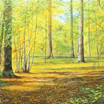 Painting titled "Forêt de Villefermo…" by Pascal Riviere, Original Artwork, Acrylic
