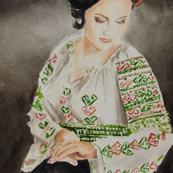 "Ukrainian woman in…" başlıklı Tablo Pasha Laponog tarafından, Orijinal sanat, Suluboya
