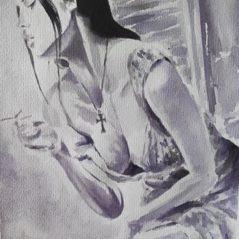 Girl on the balcony, Erotic painting