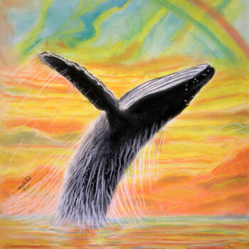 Disegno intitolato "Humpback Whale" da Pasquale Desantis, Opera d'arte originale, Pastello