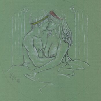 Drawing titled "Apollo and Venus" by Pasquale Desantis, Original Artwork, Charcoal