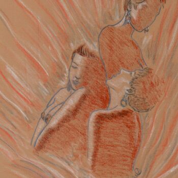 Σχέδιο με τίτλο "Flames of Passion" από Pasquale Desantis, Αυθεντικά έργα τέχνης, Μολύβι