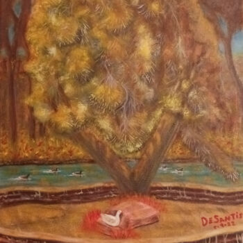 Painting titled "Tree of Life" by Pasquale Desantis, Original Artwork, Oil Mounted on Wood Stretcher frame