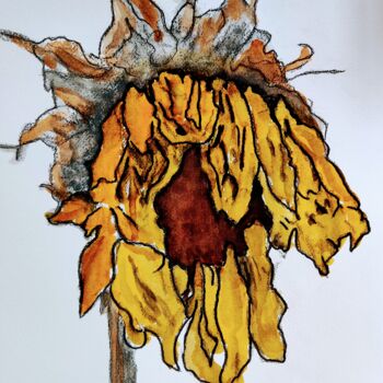 Painting titled "Girasole" by Pasquale Luzzo, Original Artwork, Watercolor