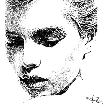 Drawing titled "Ritratto di donna" by Pasquale Luzzo, Original Artwork, Ballpoint pen
